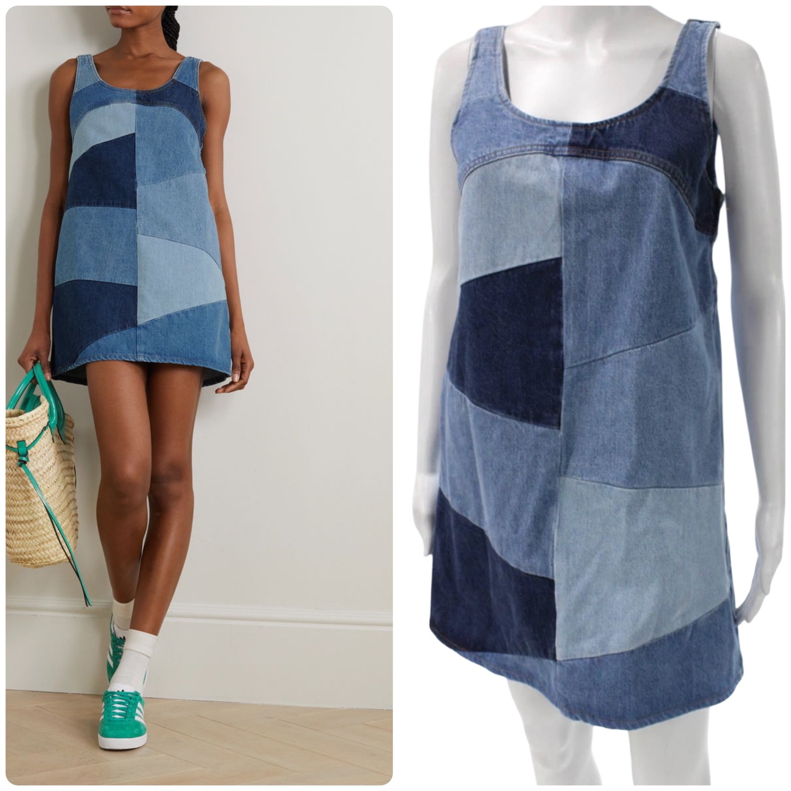 Frame Atelier Of Denim Micro Flare Patchwork Mini Dress Compilation Sleeveless